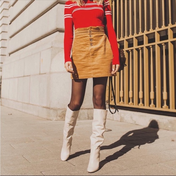 Zara | Leather Cream Knee Height Boots - Picture 4 of 14